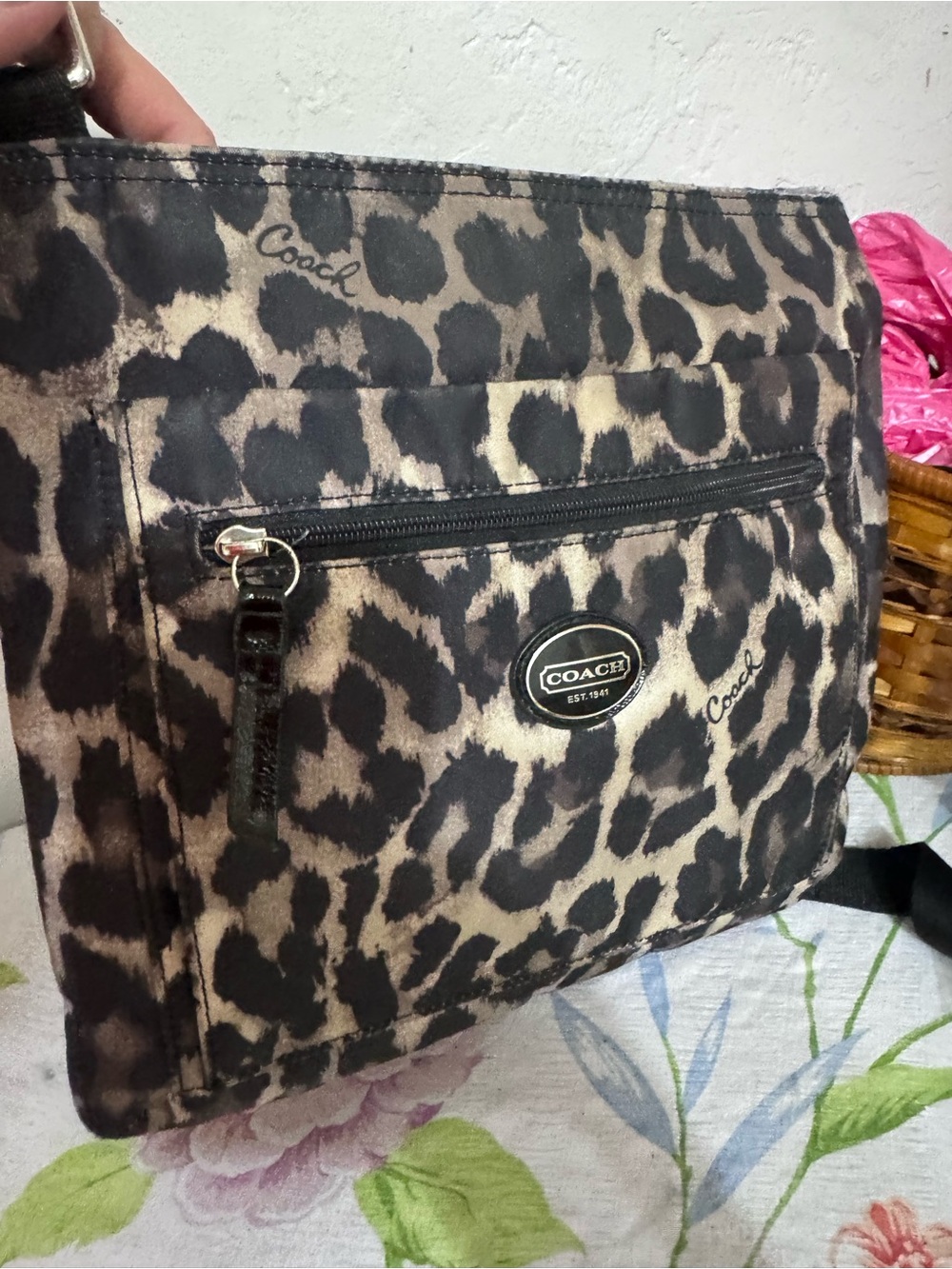 Coach Leopard-Print Crossbody Bag in Brown and Black